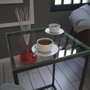 Hanah Home Mesa Auxiliar Antracita con Tapa de Cristal y Patas Metálicas, 35x62x35 cm